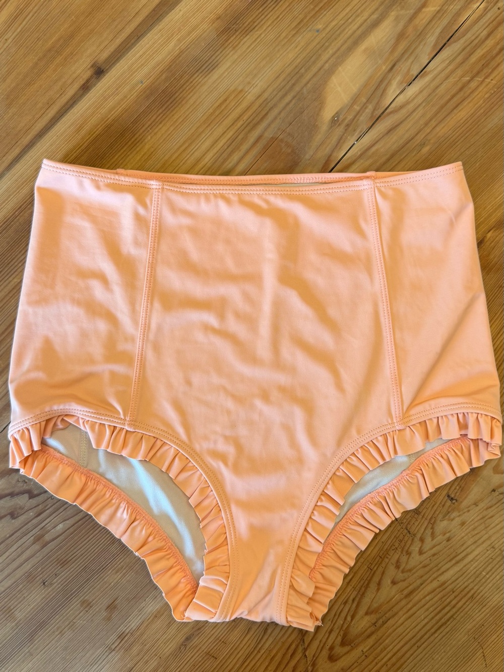 Kortni Jeane Peach Swimwear Bottom with Ruffle Trim